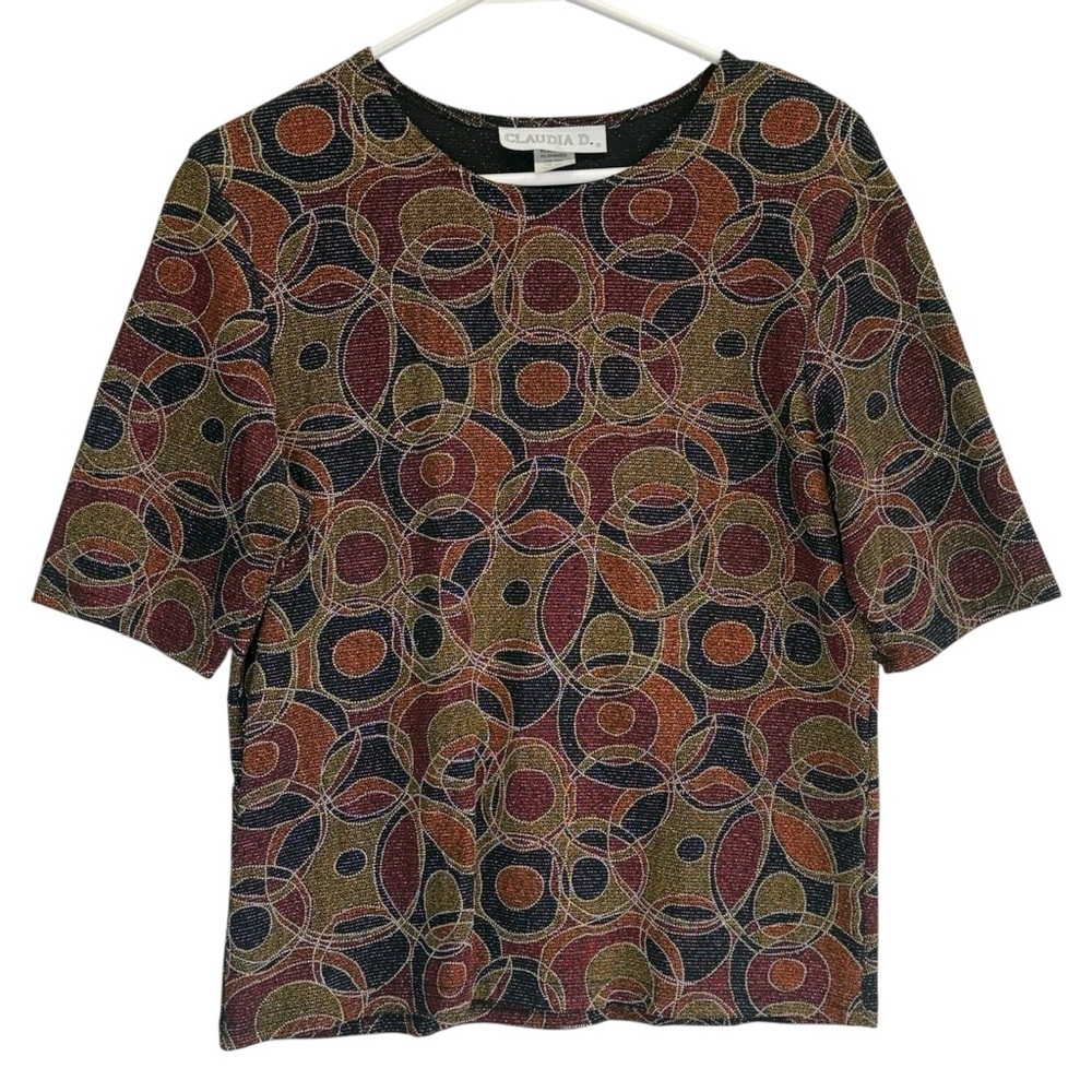 Vintage Claudia D  Multicolored Geometric Textured Top
Size L